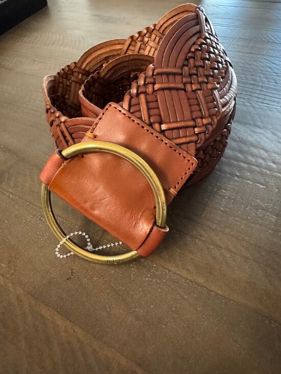 Ralph Lauren Accessories - Vintage Ralph Lauren Womens Leather Belt Brass Buckle Wide Woven Sz XL
